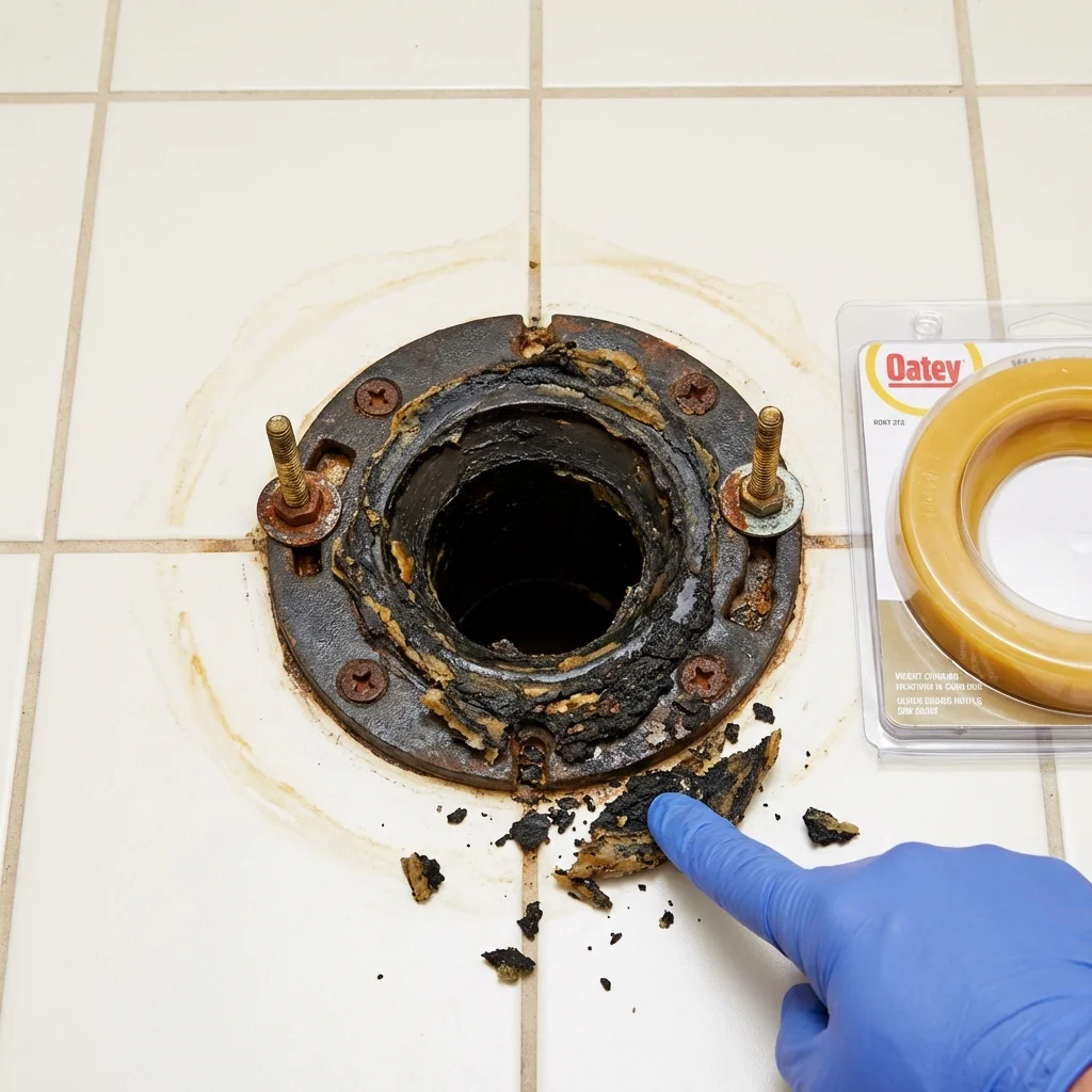 Failed wax ring showing water seepage at the base of a toilet in a Del Rey, CA home