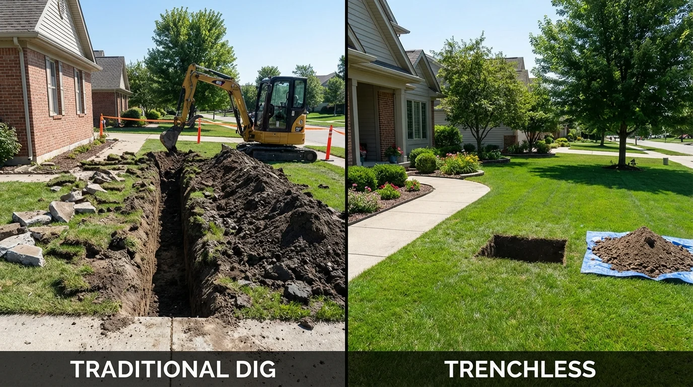 Trenchless sewer repair with minimal yard damage versus traditional excavation in Del Rey, CA